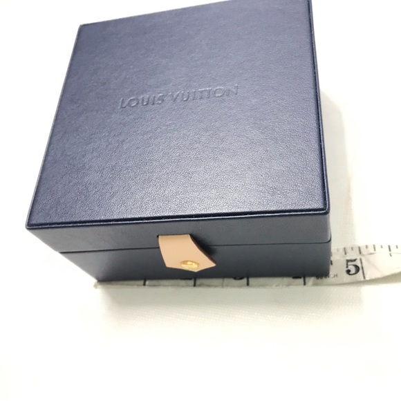 LOUIS VUITTON Blue Leather Empty Tambour Watch Presentation Box Jewelry Storage - Picture 1 of 8
